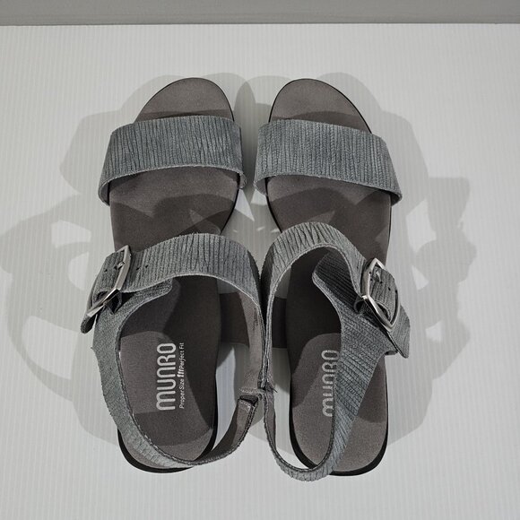 Munro Cleo Sandal Open Toe Gray Light Blue Leather Size 10 - Picture 9 of 13
